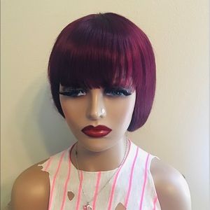 Mines Diamond Straightens Human Hair Bob with Bangs 180 Density Brazilia…